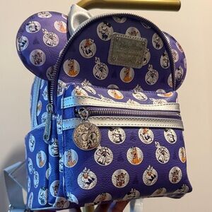 Loungefly 100th Disney Backpack & matching ears set Purple Character Dot Print